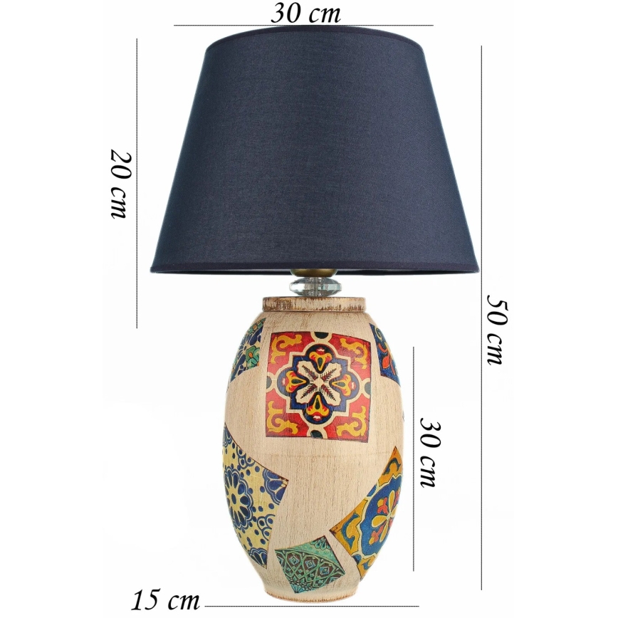 Stolní lampa RAMZES 1xE27/40W/230V modrá/béžová