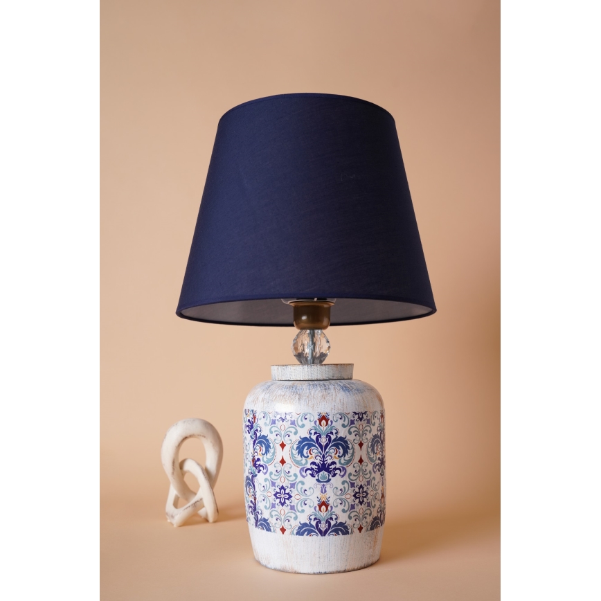 Stolní lampa RAMZES 1xE27/40W/230V modrá/bílá