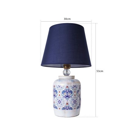 Stolní lampa RAMZES 1xE27/40W/230V modrá/bílá