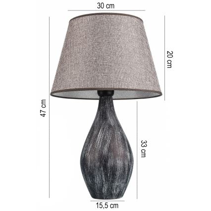 Stolní lampa RAMZES 1xE27/40W/230V šedá