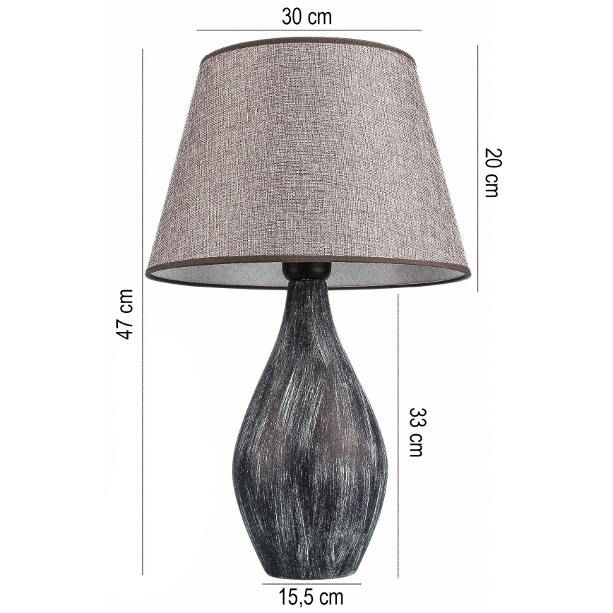 Stolní lampa RAMZES 1xE27/40W/230V šedá