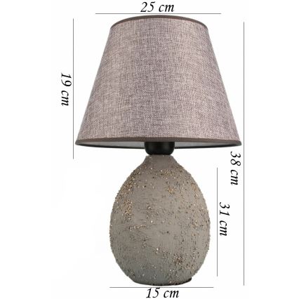 Stolní lampa RAMZES 1xE27/40W/230V šedá
