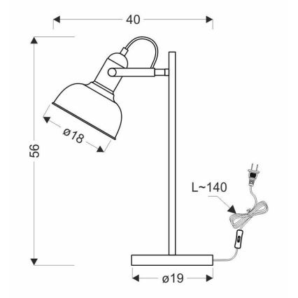 Stolní lampa RENO 1xE27/40W/230V černá