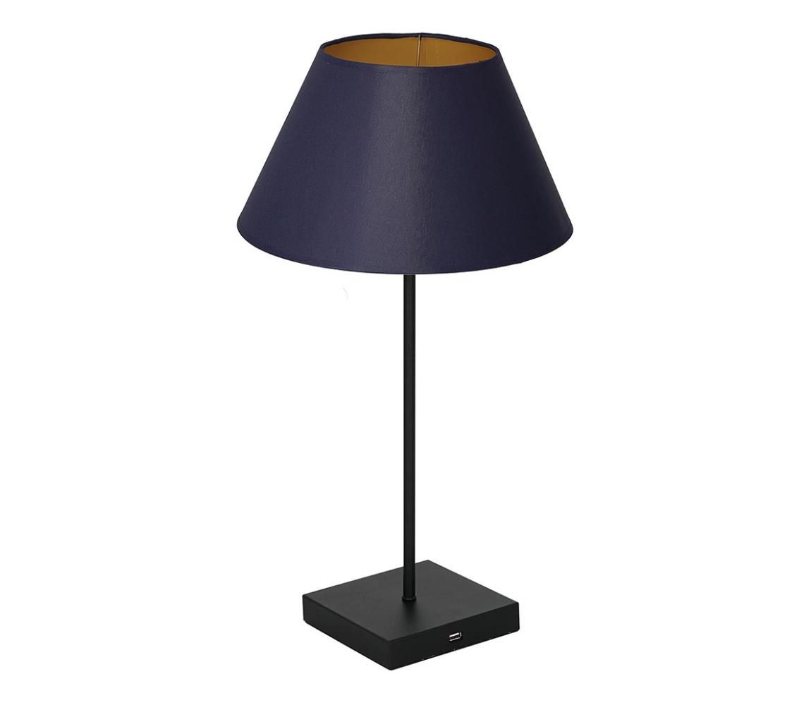  Stolní lampa s USB konektorem 1xE27/60W/230V modrá 