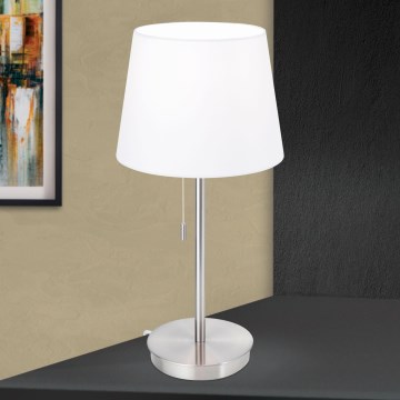 Stolní lampa s USB portem LUDWIG 1xE27/40W/230V 50 cm bílá/matný chrom