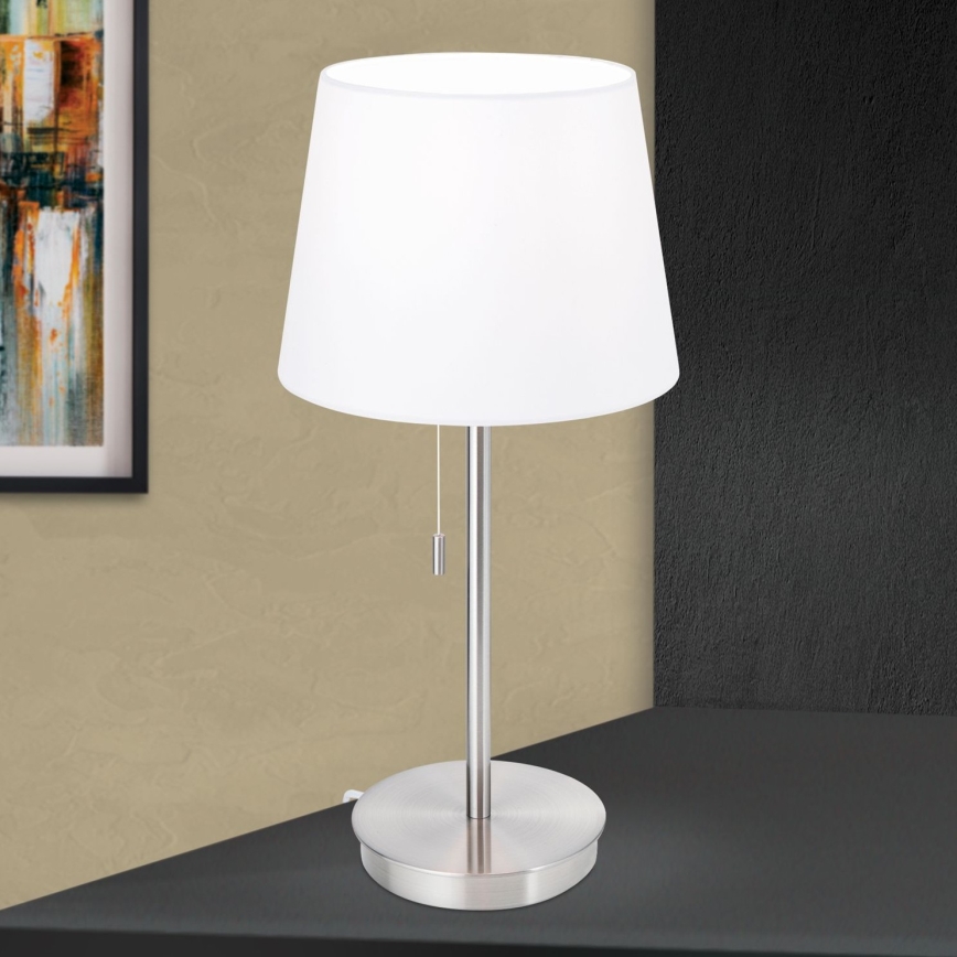 Stolní lampa s USB portem LUDWIG 1xE27/40W/230V 50 cm bílá/matný chrom