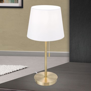 Stolní lampa s USB portem LUDWIG 1xE27/40W/230V 50 cm bílá/zlatá