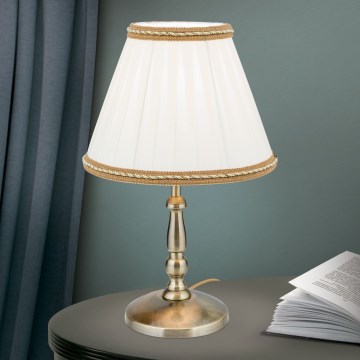 Stolní lampa TONIA 1xE27/60W/230V pr. 25 cm bílá/bronz