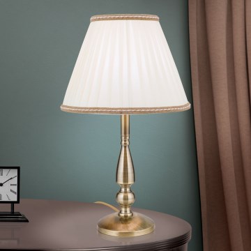 Stolní lampa TONIA 1xE27/60W/230V pr. 30 cm bílá/bronz