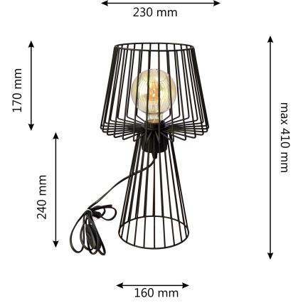 Stolní lampa TORRI 1xE27/15W/230V černá