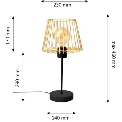 Stolní lampa TORRI 1xE27/15W/230V zlatá/černá