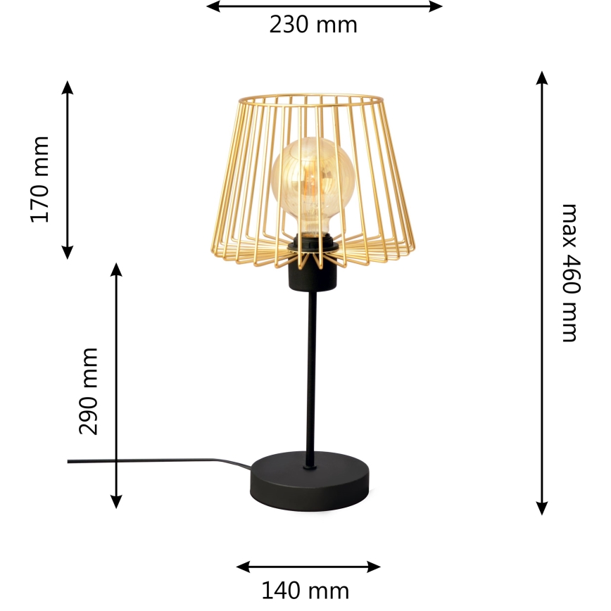 Stolní lampa TORRI 1xE27/15W/230V zlatá/černá