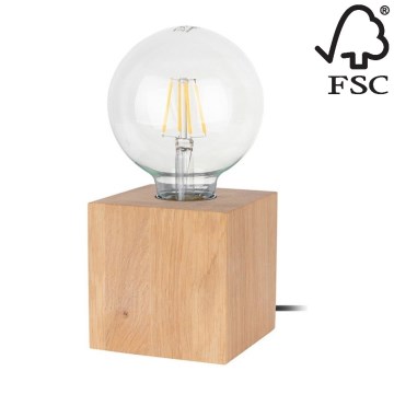 Stolní lampa TRONGO SQUARE 1xE27/25W/230V dub – FSC certifikováno