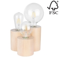 Stolní lampa VINCENT 3xE27/15W/230V bříza – FSC certifikováno