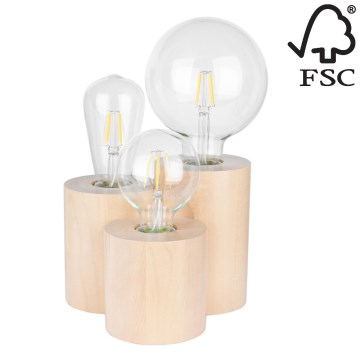 Stolní lampa VINCENT 3xE27/15W/230V bříza – FSC certifikováno