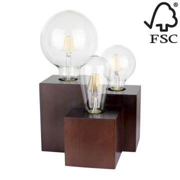 Stolní lampa VINCENT 3xE27/15W/230V buk – FSC certifikováno