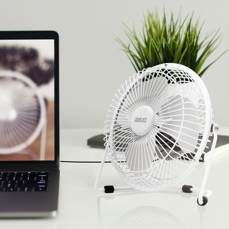 Stolní ventilátor 1,75W/5V USB pr. 18 cm bílá