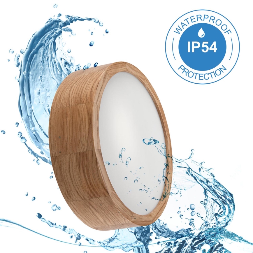 Stropní koupelnové svítidlo OAK 2xE27/15W/230V IP54 dub ø 27 cm
