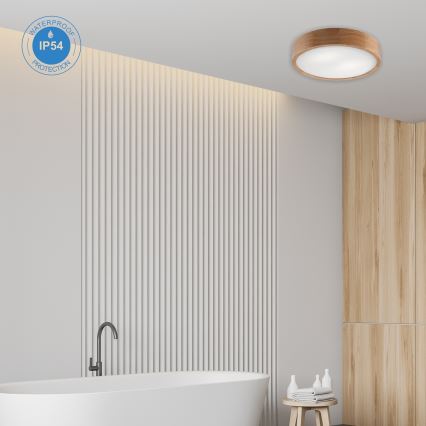 Stropní koupelnové svítidlo OAK 3xE27/15W/230V dub ø 37 cm IP54