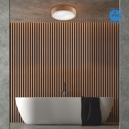 Stropní koupelnové svítidlo OAK 3xE27/15W/230V dub ø 37 cm IP54