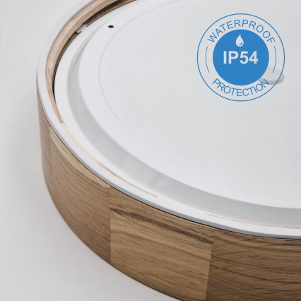 Stropní koupelnové svítidlo OAK 3xE27/15W/230V dub ø 37 cm IP54