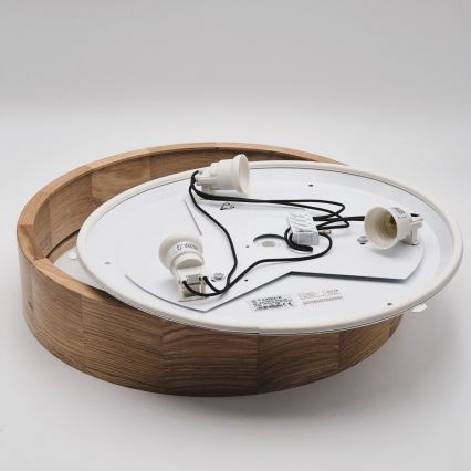 Stropní koupelnové svítidlo OAK 3xE27/15W/230V dub ø 37 cm IP54