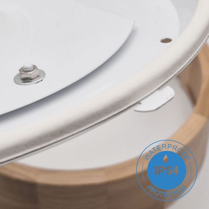 Stropní koupelnové svítidlo OAK 3xE27/15W/230V dub ø 37 cm IP54