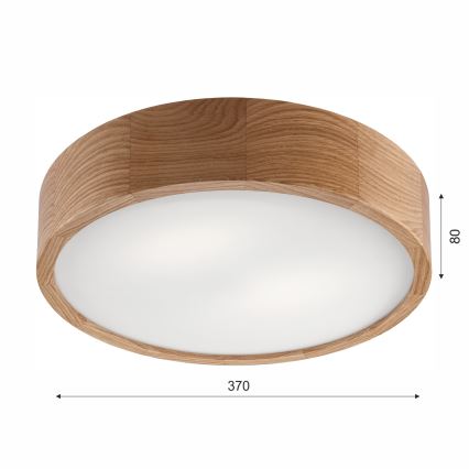 Stropní koupelnové svítidlo OAK 3xE27/15W/230V dub ø 37 cm IP54 - FSC certifikováno