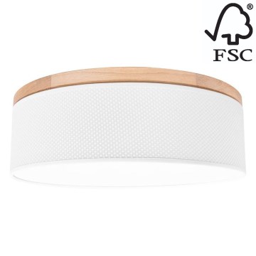 Stropní svítidlo BENITA 2xE27/25W/230V pr. 48 cm bílá/dub – FSC certifikováno