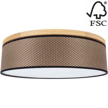 Stropní svítidlo BENITA 4xE27/25W/230V pr. 58 cm hnědá/dub – FSC certifikováno