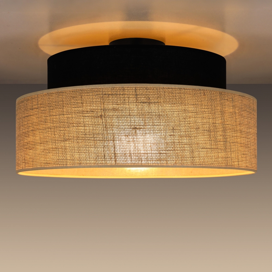 Stropní svítidlo BOHO 1xE27/60W/230V pr. 40 cm černá/béžová