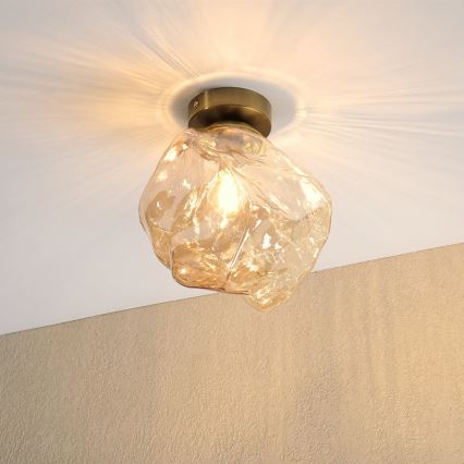 Stropní svítidlo CRISTAL 1xE14/15W/230V mosaz/kouřová béžová
