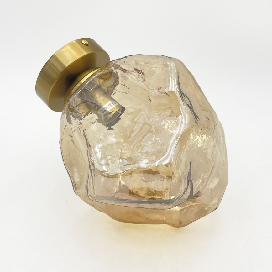 Stropní svítidlo CRISTAL 1xE14/15W/230V mosaz/kouřová béžová