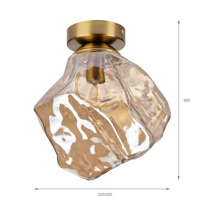 Stropní svítidlo CRISTAL 1xE14/15W/230V mosaz/kouřová béžová