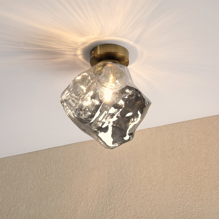 Stropní svítidlo CRISTAL 1xE14/15W/230V mosaz/kouřová černá