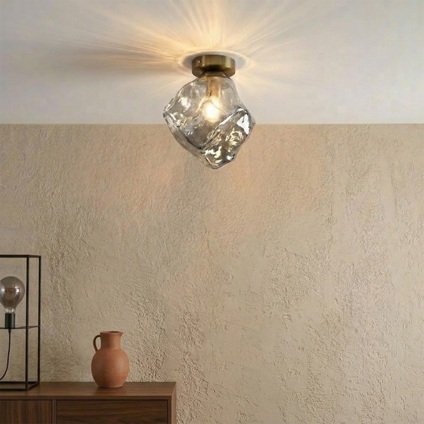 Stropní svítidlo CRISTAL 1xE14/15W/230V mosaz/kouřová černá