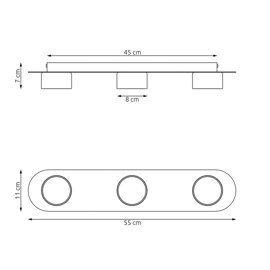 Stropní svítidlo DIAZ 3xGX53/12W/230V černá