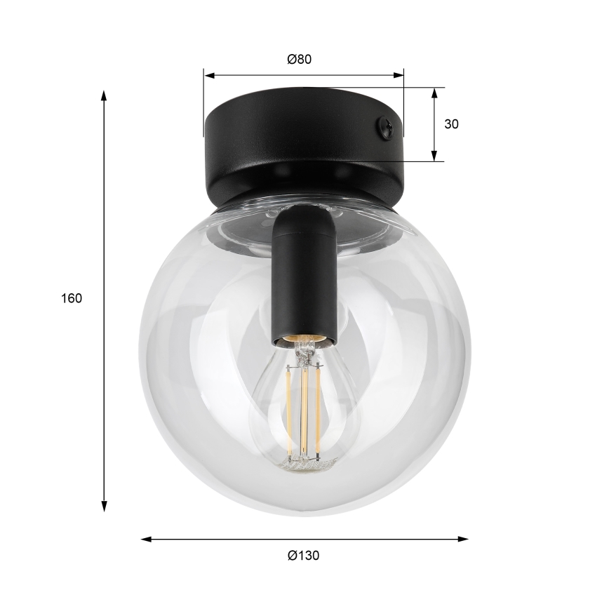 Stropní svítidlo ELIAS 1xE14/5W/230V pr. 13 cm černá/čirá