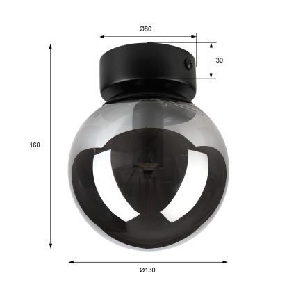 Stropní svítidlo ELIAS 1xE14/5W/230V pr. 13 cm černá/kouřová šedá
