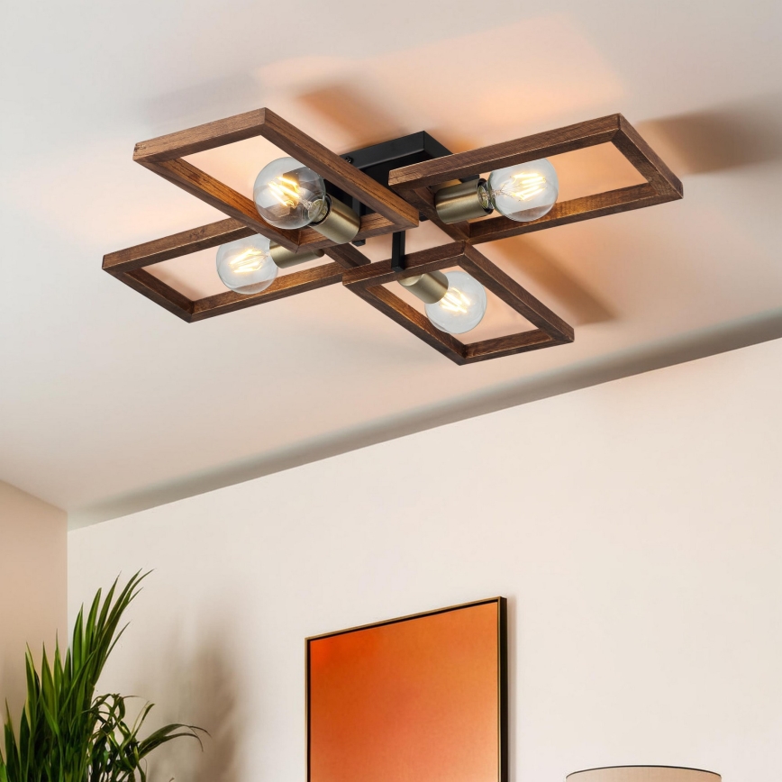 Stropní svítidlo ERA 4xE27/40W/230V hnědá