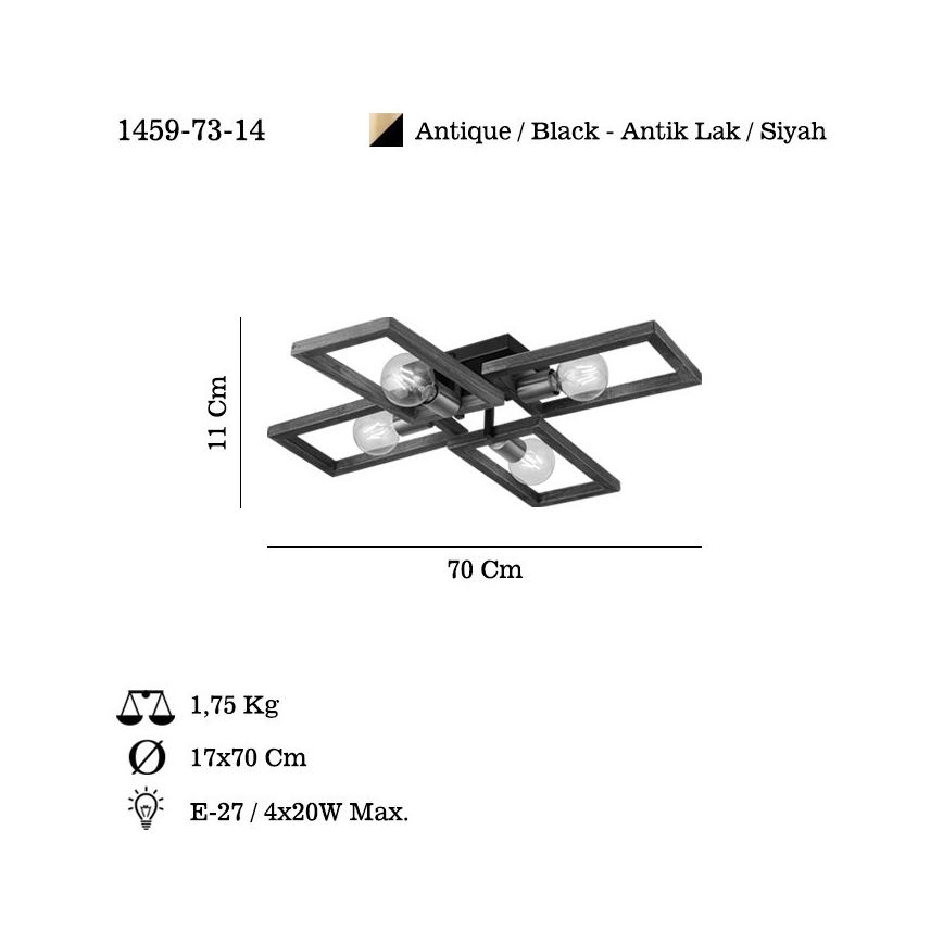 Stropní svítidlo ERA 4xE27/40W/230V hnědá
