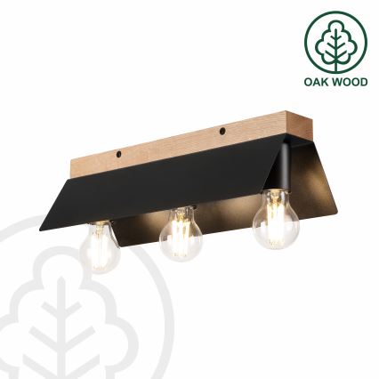 Stropní svítidlo ESME 3xE27/15W/230V černá/dub
