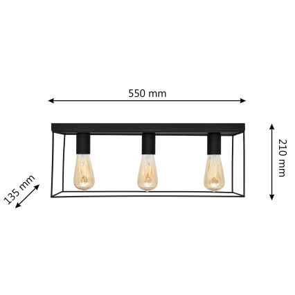 Stropní svítidlo FINN 3xE27/15W/230V černá