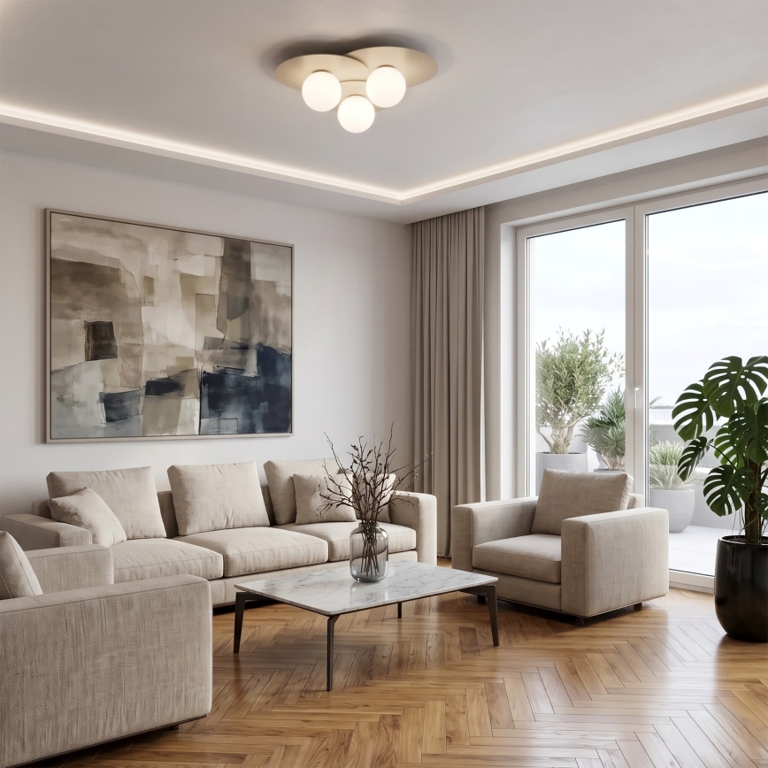 Stropní svítidlo FLAT 3xE27/15W/230V 55x60 cm béžová