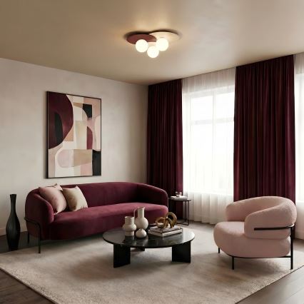 Stropní svítidlo FLAT 3xE27/15W/230V 55x60 cm béžová/krémová/burgundy