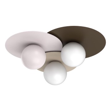 Stropní svítidlo FLAT 3xE27/15W/230V 55x60 cm béžová/krémová/hnědá