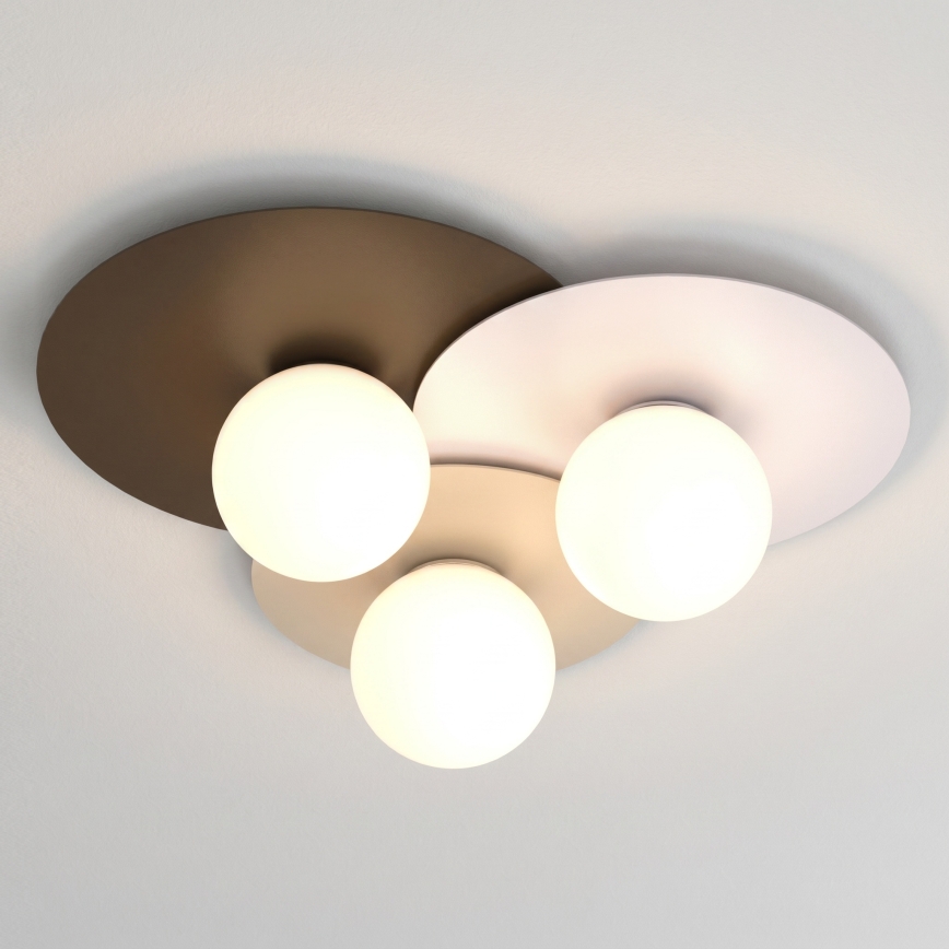 Stropní svítidlo FLAT 3xE27/15W/230V 55x60 cm béžová/krémová/hnědá