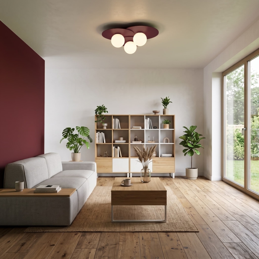 Stropní svítidlo FLAT 3xE27/15W/230V 55x60 cm burgundy