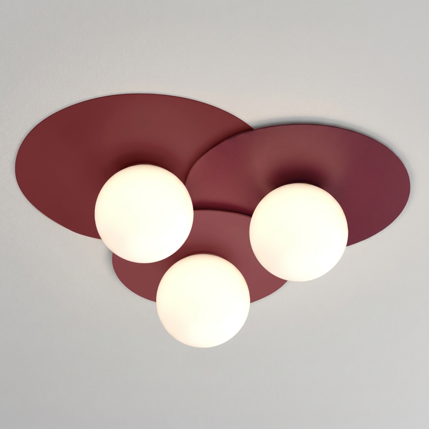 Stropní svítidlo FLAT 3xE27/15W/230V 55x60 cm burgundy