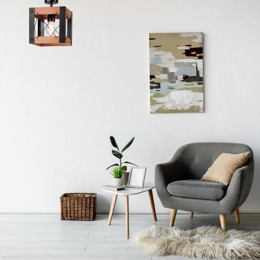 Stropní svítidlo FRIDA 1xE27/60W/230V černá/hnědá buk